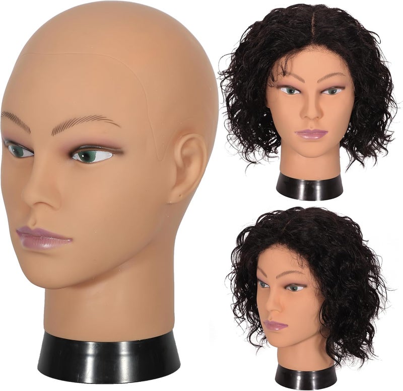 simnient Bald Mannequin Head Stand Professional Cosmetology Wig Training Head for Wig Making and Display Hat Glasses Scarf Jewelry Model Head with Free Clamp - Image 5